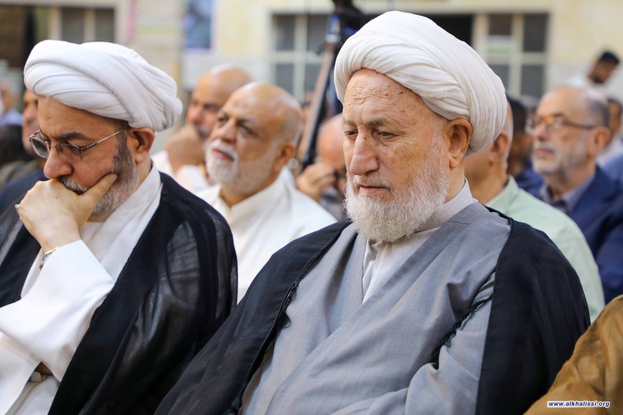 المرجع الخالصي يشارك في الحفل التأبيني لآية الله العظمى السيد علي نقي ونجله السيد محمد الحيدري (رحمهما الله) في جامع التميمي