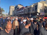 المرجع الخالصي يشارك في تشييع السيد حسين هادي الصدر من حسينية الصدر إلى العتبة الكاظمية